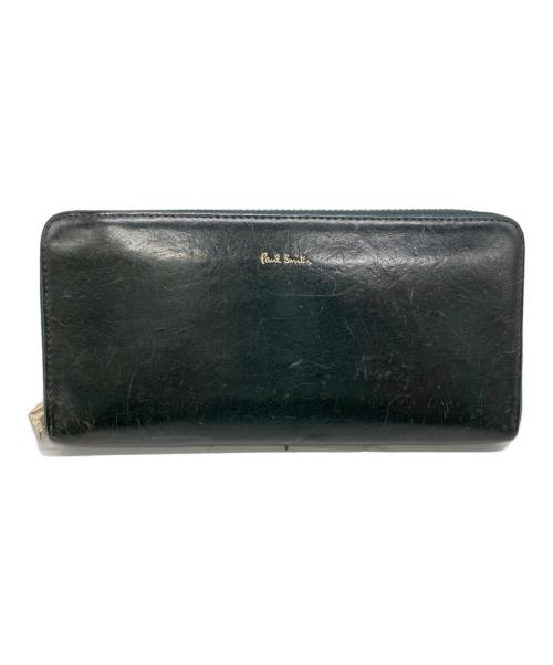 Paul Smith bag（ポールスミス）Paul Smith BAG (ポールスミス) ベジタンラウンドジップウォレット グリーンの古着・服飾アイテム