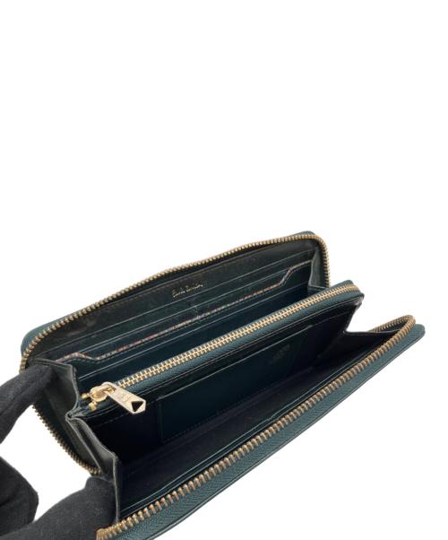 Paul Smith bag（ポールスミス）Paul Smith BAG (ポールスミス) ベジタンラウンドジップウォレット グリーンの古着・服飾アイテム