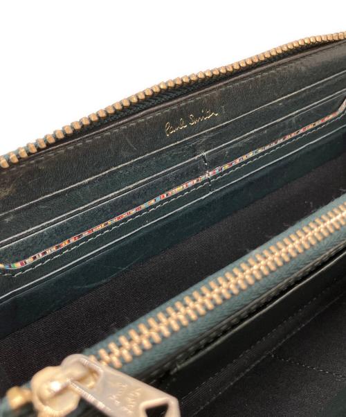 Paul Smith bag（ポールスミス）Paul Smith BAG (ポールスミス) ベジタンラウンドジップウォレット グリーンの古着・服飾アイテム