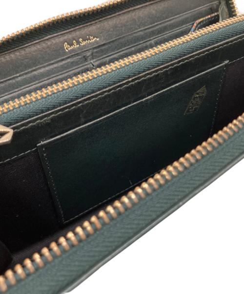 Paul Smith bag（ポールスミス）Paul Smith BAG (ポールスミス) ベジタンラウンドジップウォレット グリーンの古着・服飾アイテム