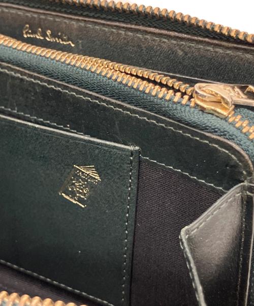 Paul Smith bag（ポールスミス）Paul Smith BAG (ポールスミス) ベジタンラウンドジップウォレット グリーンの古着・服飾アイテム