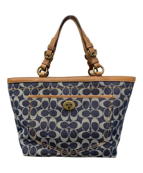 COACH（コーチ）COACH (コーチ) ハンドバッグ ネイビー×ブラウンの古着・服飾アイテム