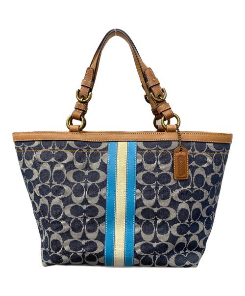 COACH（コーチ）COACH (コーチ) ハンドバッグ ネイビー×ブラウンの古着・服飾アイテム