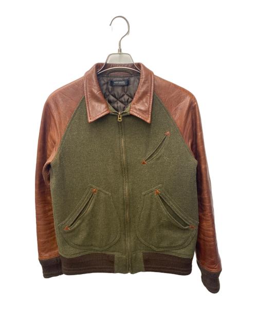 RUDE GALLERY（ルードギャラリー）RUDE GALLERY (ルードギャラリー) レザー切替ジャケット ブラウン×グリーン サイズ:SIZE 3の古着・服飾アイテム