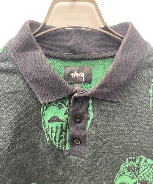 stussy（ステューシー）stussy (ステューシー) ポロシャツ ブラック×グリーン サイズ:Lの古着・服飾アイテム