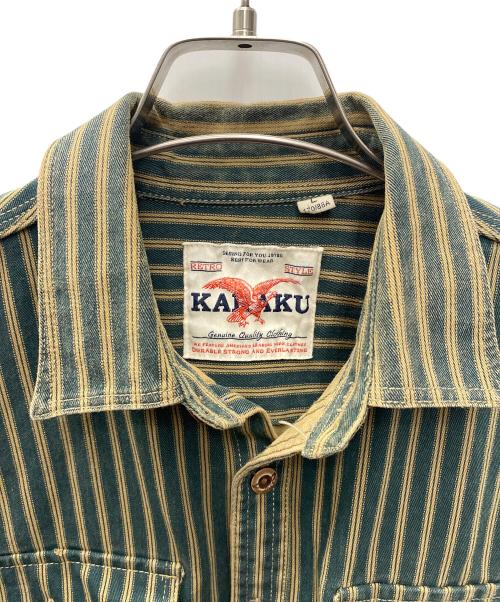 karaku（カラク）karaku (カラク) 長袖シャツ グリーン×ベージュ サイズ:Lの古着・服飾アイテム