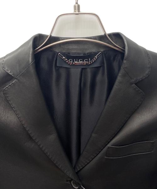 GUCCI（グッチ）GUCCI (グッチ) ラムレザーテーラードジャケット ブラック サイズ:SIZE 42 未使用品の古着・服飾アイテム