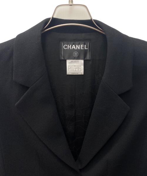 CHANEL（シャネル）CHANEL (シャネル) ウール カメリアボタン 3Bテーラードジャケット ブラック サイズ:40の古着・服飾アイテム