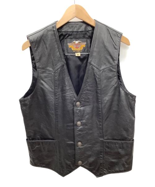 HARLEY-DAVIDSON（ハーレーダビッドソン）HARLEY-DAVIDSON (ハーレーダビッドソン) レザーベスト ブラック サイズ:Mの古着・服飾アイテム