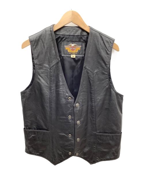 HARLEY-DAVIDSON（ハーレーダビッドソン）HARLEY-DAVIDSON (ハーレーダビッドソン) レザーベスト ブラック サイズ:Mの古着・服飾アイテム