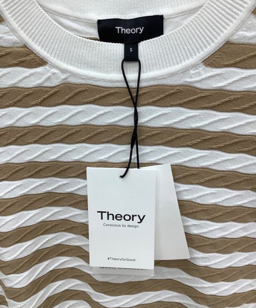 theory（セオリー）theory (セオリー) PANEL TWISTED ST PO COMPACT CREPE ブラウン×ホワイト サイズ:S 未使用品の古着・服飾アイテム
