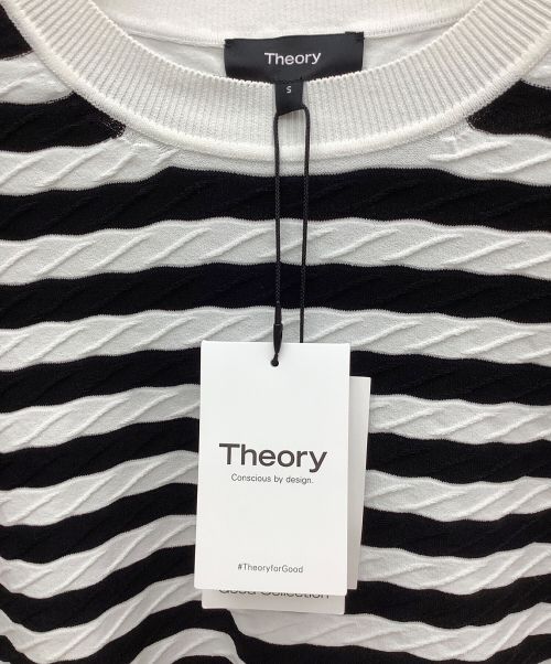theory（セオリー）theory (セオリー) PANEL TWISTED ST PO COMPACT CREPE ブラック×ホワイト サイズ:S 未使用品の古着・服飾アイテム