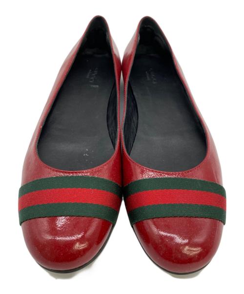 GUCCI（グッチ）GUCCI (グッチ) シェリーライン フラットシューズ レッド サイズ:40 1/2の古着・服飾アイテム