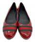 中古・古着 GUCCI (グッチ) シェリーライン フラットシューズ レッド サイズ:40 1/2：4000円