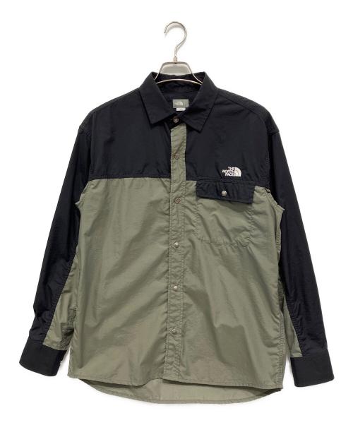 THE NORTH FACE（ザ ノース フェイス）THE NORTH FACE (ザ ノース フェイス) ロングスリーブヌプシシャツ オリーブ×ブラック サイズ:Lの古着・服飾アイテム
