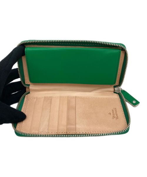 Vivienne Westwood（ヴィヴィアンウエストウッド）Vivienne Westwood (ヴィヴィアンウエストウッド) ラウンドファスナー財布 グリーン×ブラックの古着・服飾アイテム