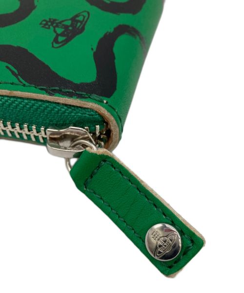 Vivienne Westwood（ヴィヴィアンウエストウッド）Vivienne Westwood (ヴィヴィアンウエストウッド) ラウンドファスナー財布 グリーン×ブラックの古着・服飾アイテム