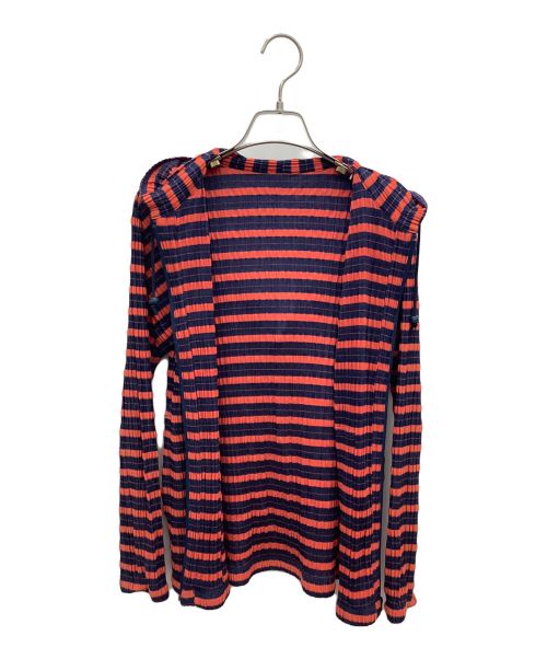 PLEATS PLEASE（プリーツプリーズ）PLEATS PLEASE (プリーツプリーズ) プリーツジップパーカー ネイビー×レッド サイズ:3の古着・服飾アイテム