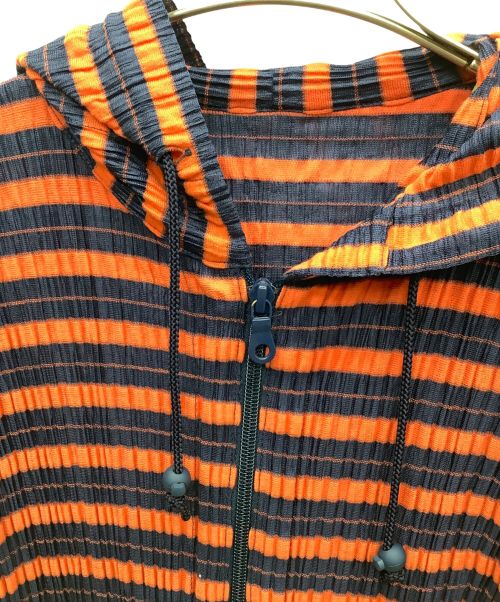 PLEATS PLEASE（プリーツプリーズ）PLEATS PLEASE (プリーツプリーズ) プリーツジップパーカー ネイビー×レッド サイズ:3の古着・服飾アイテム
