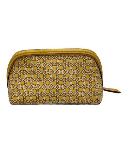 Kate Spade（ケイトスペード）Kate Spade (ケイトスペード) コスメポーチ イエロー×ホワイトの古着・服飾アイテム