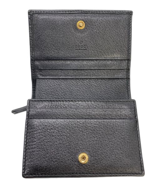 GUCCI（グッチ）GUCCI (グッチ) GGマーモント コンパクトウォレット ブラック×レッドの古着・服飾アイテム