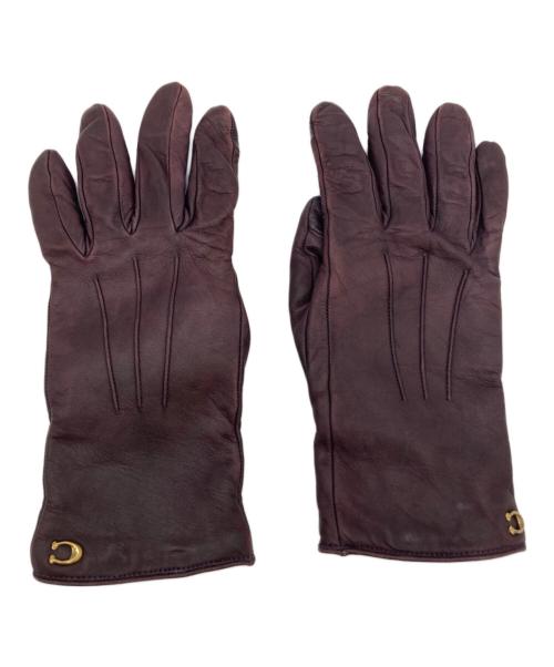 COACH（コーチ）COACH (コーチ) レザーグローブ パープル サイズ:7の古着・服飾アイテム
