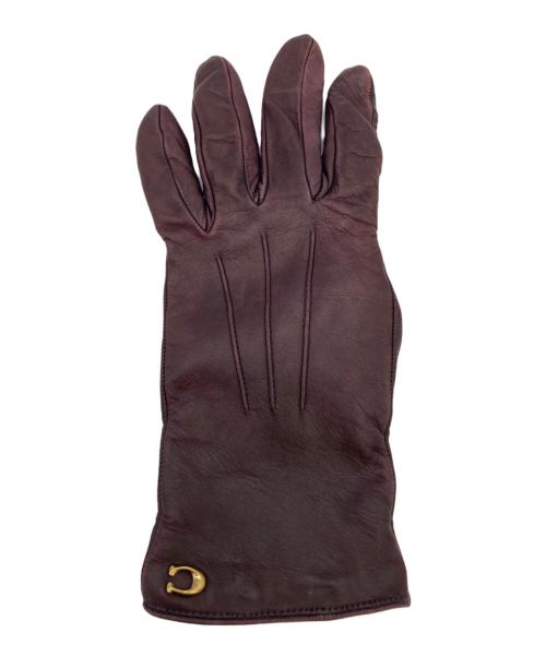 COACH（コーチ）COACH (コーチ) レザーグローブ パープル サイズ:7の古着・服飾アイテム
