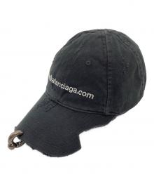BALENCIAGA（バレンシアガ）の古着「Bal.com front piercing cap」｜ブラック