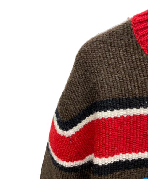 DSQUARED2（ディースクエアード）DSQUARED2 (ディースクエアード) STRIPED PULLOVER ボーダーニット レッド×ブラウン サイズ:Mの古着・服飾アイテム