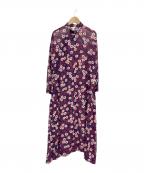 COMME des GARCONS COMME des GARCONSコムデギャルソン コムデギャルソン）の古着「フローラルバンドカラーシャツドレス」｜ネイビー×レッド