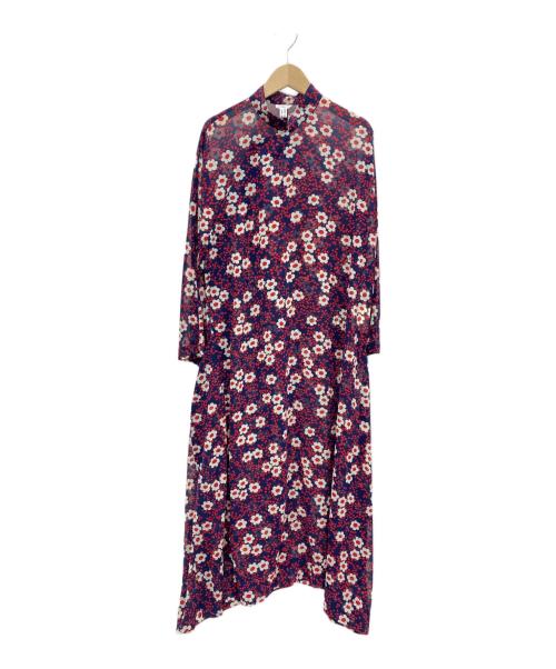 COMME des GARCONS COMME des GARCONS（コムデギャルソン コムデギャルソン）COMME des GARCONS COMME des GARCONS (コムデギャルソン コムデギャルソン) フローラルバンドカラーシャツドレス ネイビー×レッド サイズ:Mの古着・服飾アイテム