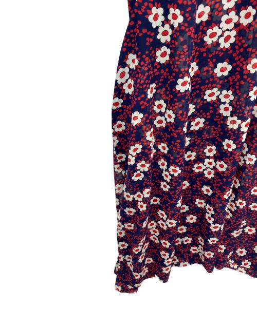 COMME des GARCONS COMME des GARCONS（コムデギャルソン コムデギャルソン）COMME des GARCONS COMME des GARCONS (コムデギャルソン コムデギャルソン) フローラルバンドカラーシャツドレス ネイビー×レッド サイズ:Mの古着・服飾アイテム