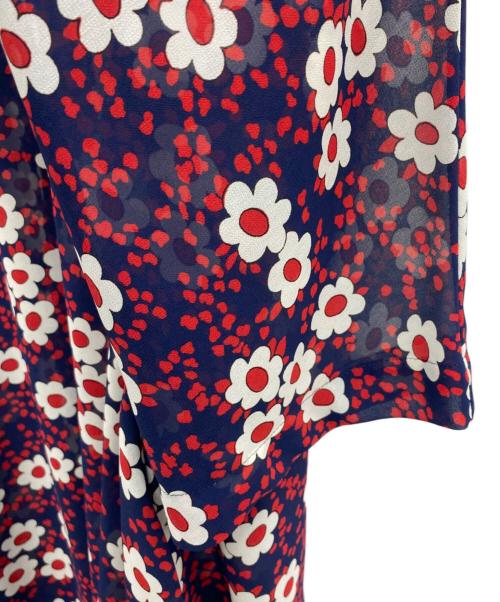 COMME des GARCONS COMME des GARCONS（コムデギャルソン コムデギャルソン）COMME des GARCONS COMME des GARCONS (コムデギャルソン コムデギャルソン) フローラルバンドカラーシャツドレス ネイビー×レッド サイズ:Mの古着・服飾アイテム