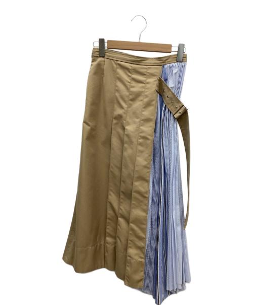 ELENDEEK（エレンディーク）ELENDEEK (エレンディーク) ストライプスイッチコンビスカート ベージュ×ブルー サイズ:02の古着・服飾アイテム