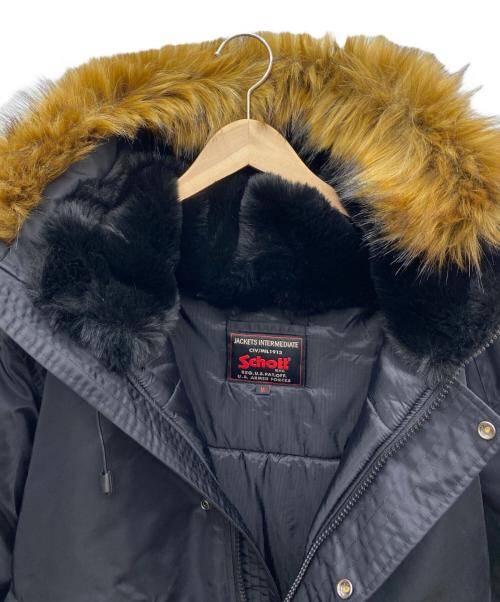 Schott（ショット）Schott (ショット) ファー付フーデットジャケット ブラック サイズ:Mの古着・服飾アイテム
