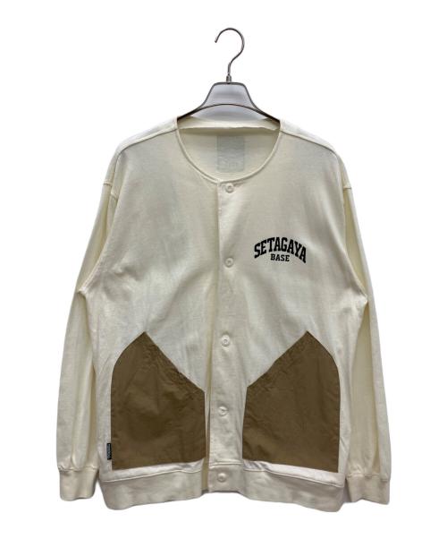 setagaya base（セタガヤベース）setagaya base (セタガヤベース) ドライビングカーディガン カーキ×ベージュ サイズ:XLの古着・服飾アイテム