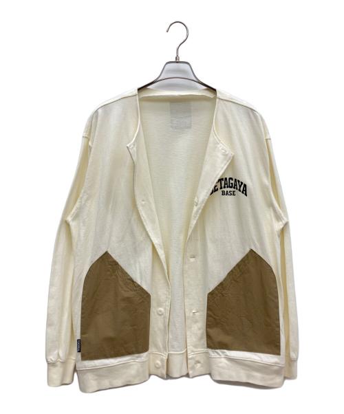 setagaya base（セタガヤベース）setagaya base (セタガヤベース) ドライビングカーディガン カーキ×ベージュ サイズ:XLの古着・服飾アイテム