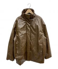 Ameri（アメリ）の古着「PASTING LIKE FAKE SYNTHETIC LEATHER JACKET」｜ブラウン