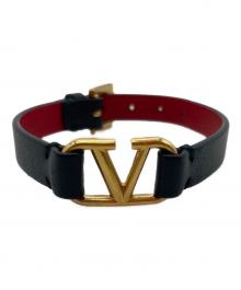 VALENTINO GARAVANI（ヴァレンティノ・ガラヴァーニ）の古着「Vロゴブレスレット」｜ネイビー×レッド