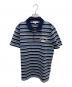 LACOSTE（ラコステ）の古着「カレッジロゴプリントボーダーポロシャツ」｜ブルー×ネイビー