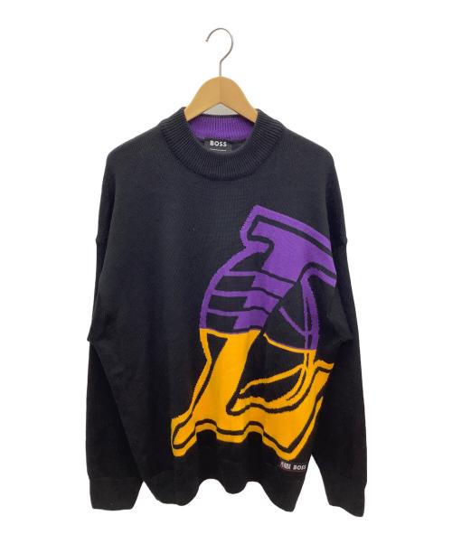BOSS（ボス）BOSS (ボス) NBA LOS ANGELES LAKERS ニットセーター ブラック サイズ:XLの古着・服飾アイテム
