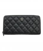 CHANELシャネル）の古着「マトラッセ ラウンドファスナー財布」｜ブラック