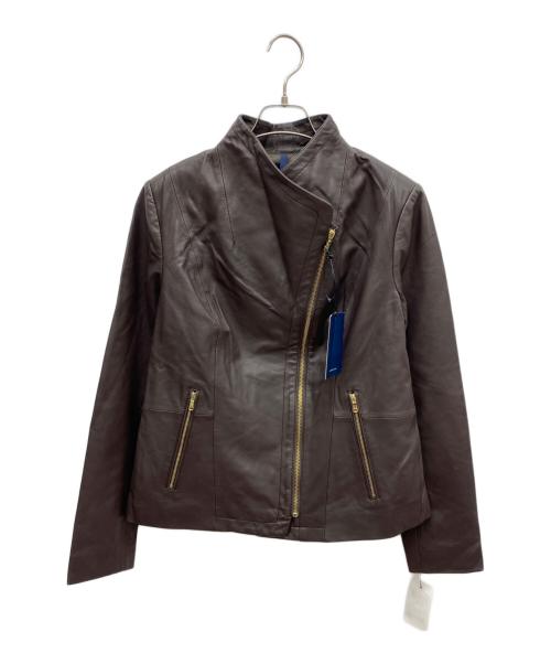 COLE HAAN（コールハーン）COLE HAAN (コールハーン) モウルデッドカラーアシンメトリックレザージャケット ブラウン サイズ:M/M 未使用品の古着・服飾アイテム