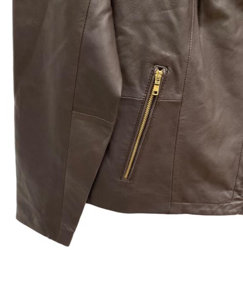 COLE HAAN（コールハーン）COLE HAAN (コールハーン) モウルデッドカラーアシンメトリックレザージャケット ブラウン サイズ:M/M 未使用品の古着・服飾アイテム