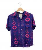 WACKO MARIA×WOLF'S HEADワコマリア×ウルフズヘッド）の古着「アロハシャツ」｜ブルー×レッド