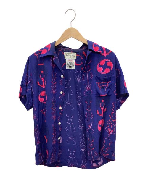 WACKO MARIA（ワコマリア）WACKO MARIA (ワコマリア) WOLF'S HEAD (ウルフズヘッド) アロハシャツ ブルー×レッド サイズ:Sの古着・服飾アイテム