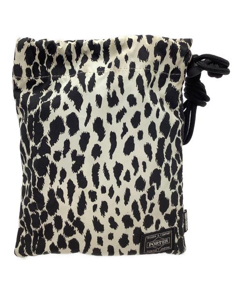PORTER（ポーター）PORTER (ポーター) WACKO MARIA (ワコマリア) レオパードショルダーポーチ ホワイト×ブラックの古着・服飾アイテム