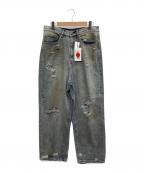 FR(13)NDSフレンズ）の古着「HDKダメージワイドパンツ」｜ブルー