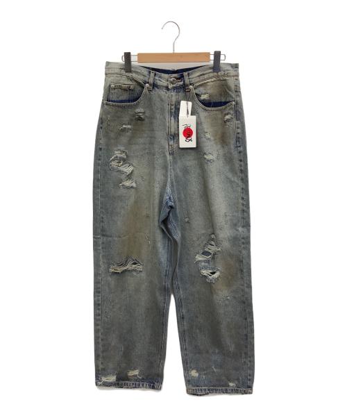 FR(13)NDS（フレンズ）FR(13)NDS (フレンズ) HDKダメージワイドパンツ ブルー サイズ:F 未使用品の古着・服飾アイテム