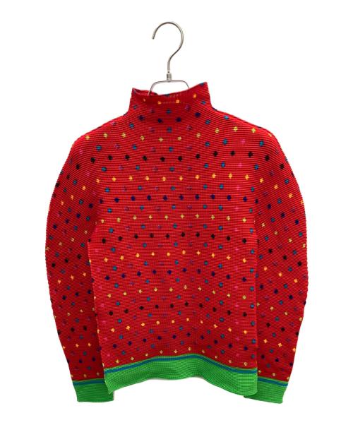 me ISSEY MIYAKE（ミーイッセイ ミヤケ）me ISSEY MIYAKE (ミーイッセイ ミヤケ) ワッフルプリーツカットソー レッド サイズ:FREEの古着・服飾アイテム